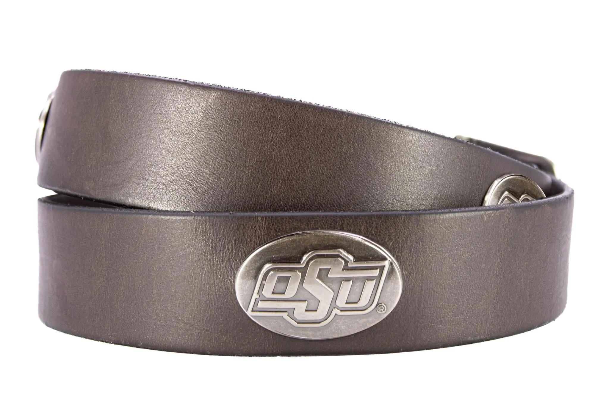 Oklahoma State Cowboys Men's Collegiate Brown Leather Concho Belt.