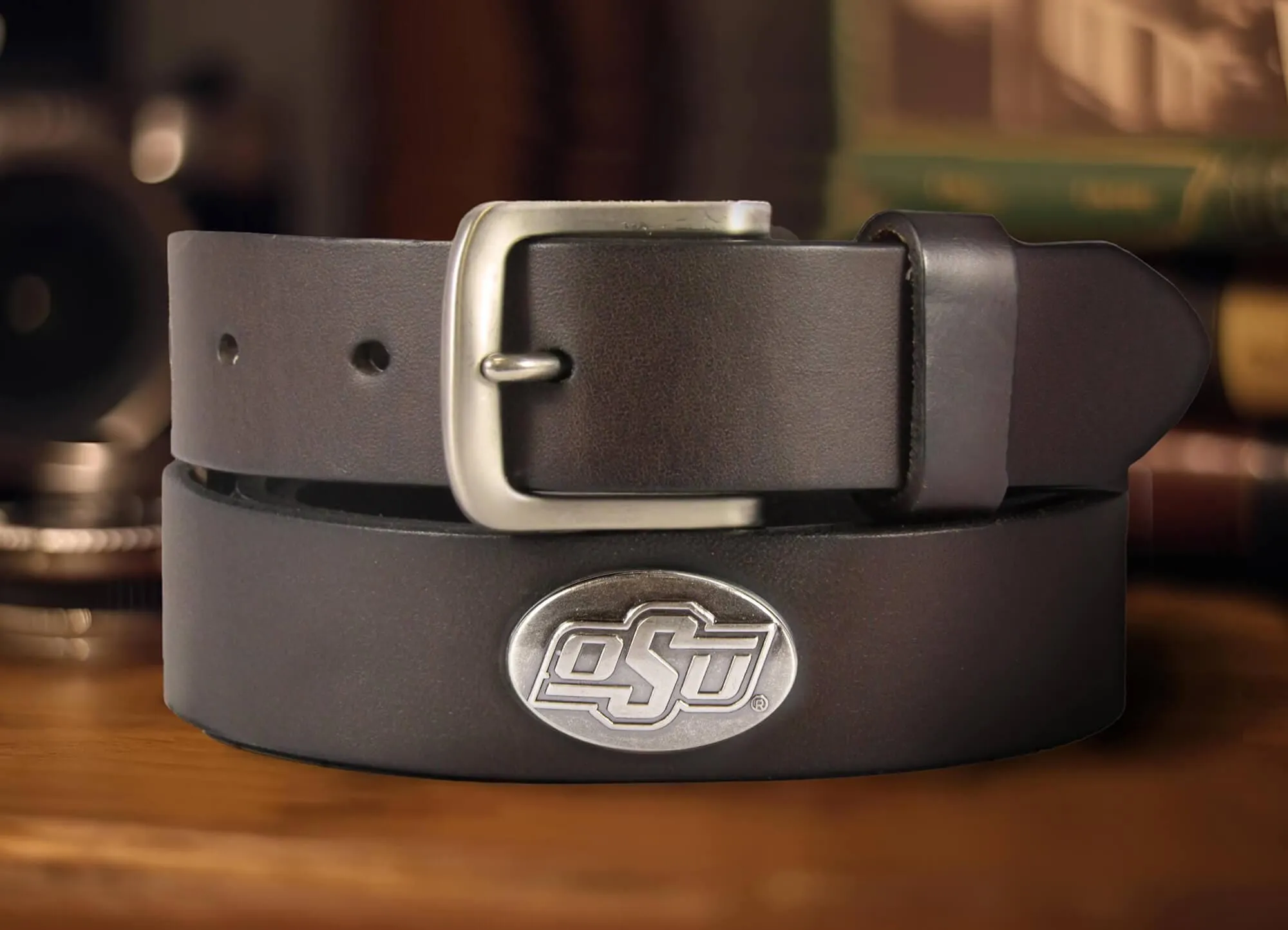 Oklahoma State Cowboys Men's Collegiate Brown Leather Concho Belt.
