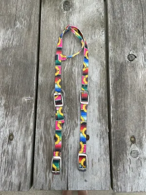 One Ear Headstall With Serape and Sunflower Print Design.