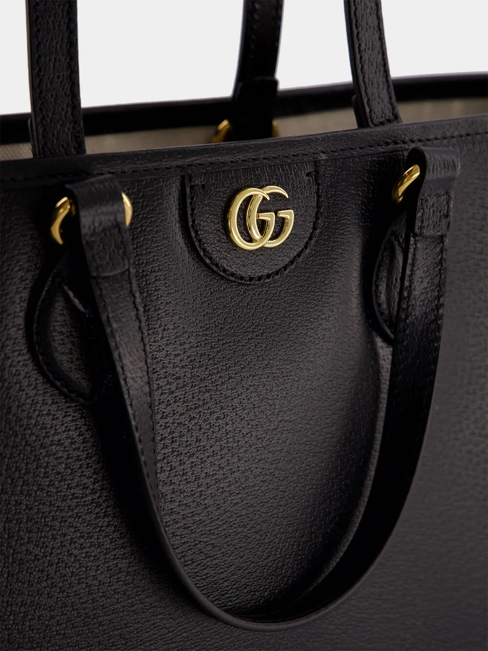 Ophidia Mini Black Leather Tote Bag