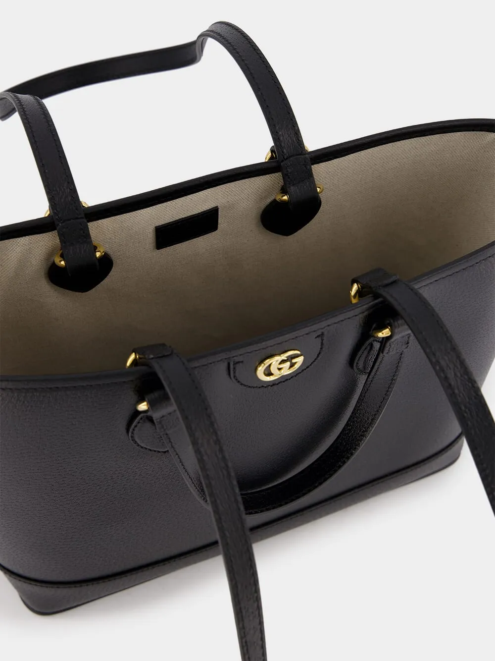 Ophidia Mini Black Leather Tote Bag