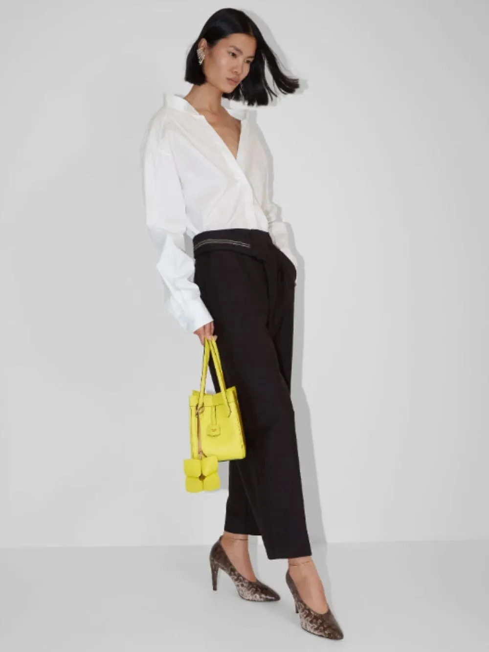 Origami Yellow Mini Leather Bag