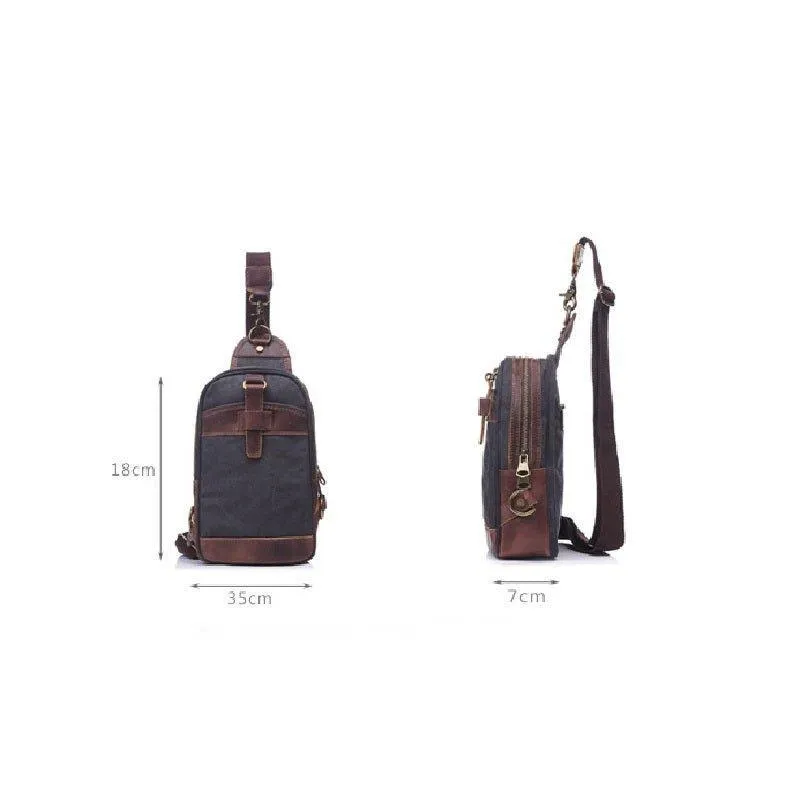 Outdoor Sling Bag With Crazy Horse Leather