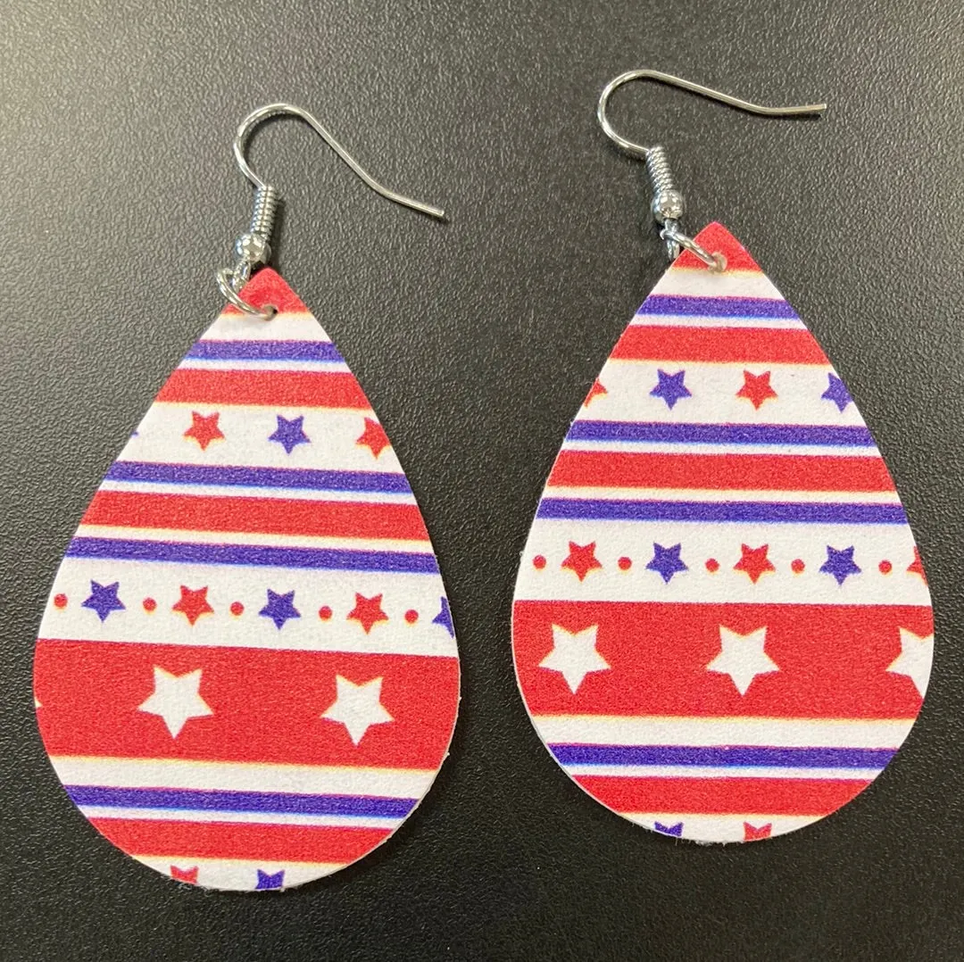 Patriotic 4 Faux Leather Earrings