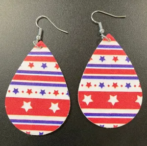 Patriotic 4 Faux Leather Earrings