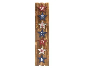 Patriotic 'Welcome' wooden & metal star entryway sign