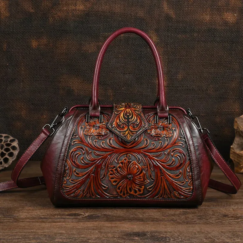 Pattern Embossed Handmade PU Leather Bags