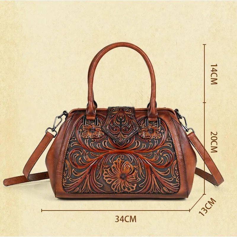 Pattern Embossed Handmade PU Leather Bags