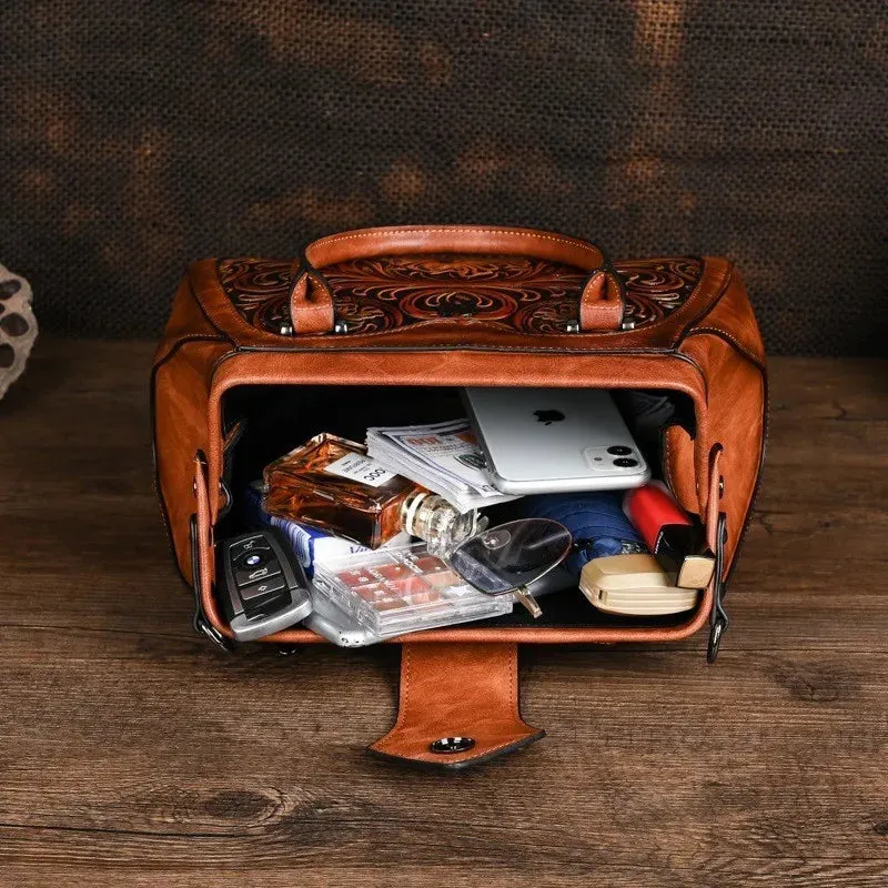 Pattern Embossed Handmade PU Leather Bags