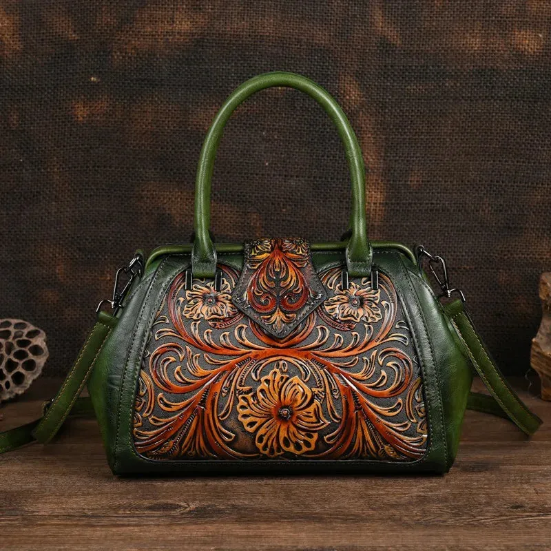 Pattern Embossed Handmade PU Leather Bags