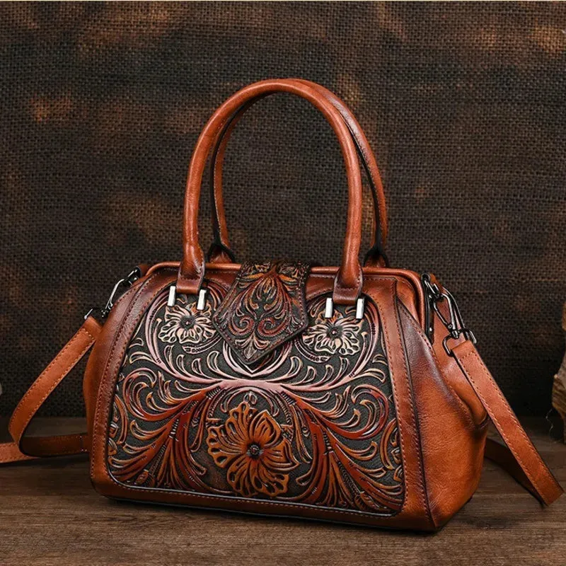 Pattern Embossed Handmade PU Leather Bags