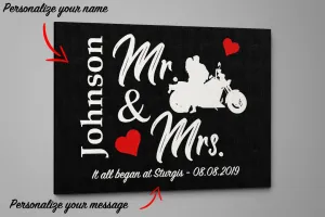 PERSONALIZED Mr & Mrs Biker Canvas