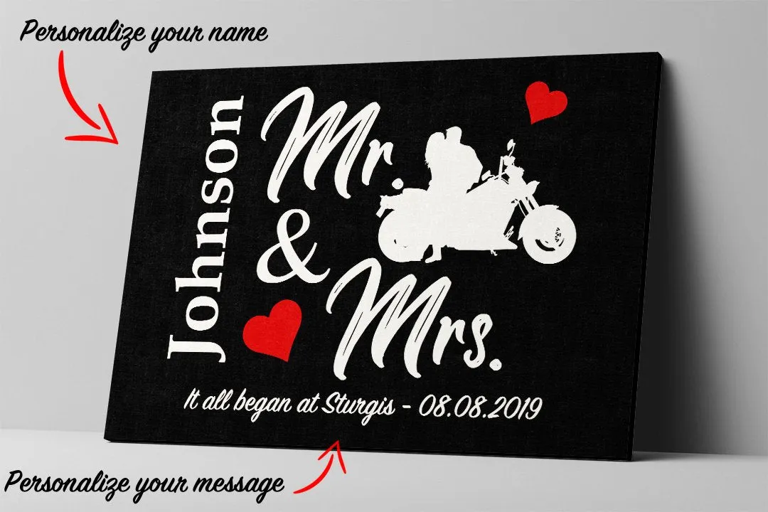 PERSONALIZED Mr & Mrs Biker Canvas