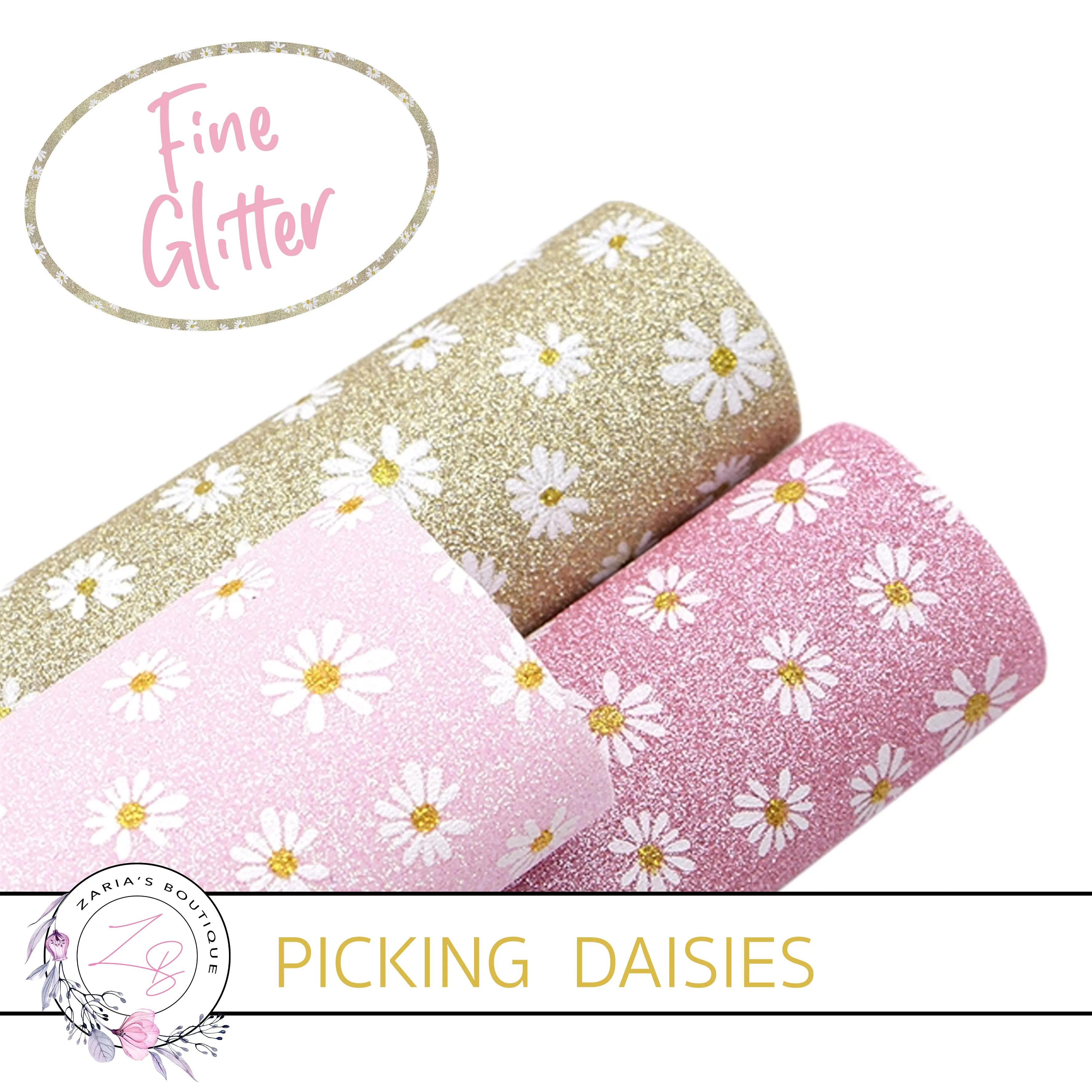 Picking Daisies  ✻  Fine Glitter Floral ⋅ Navy