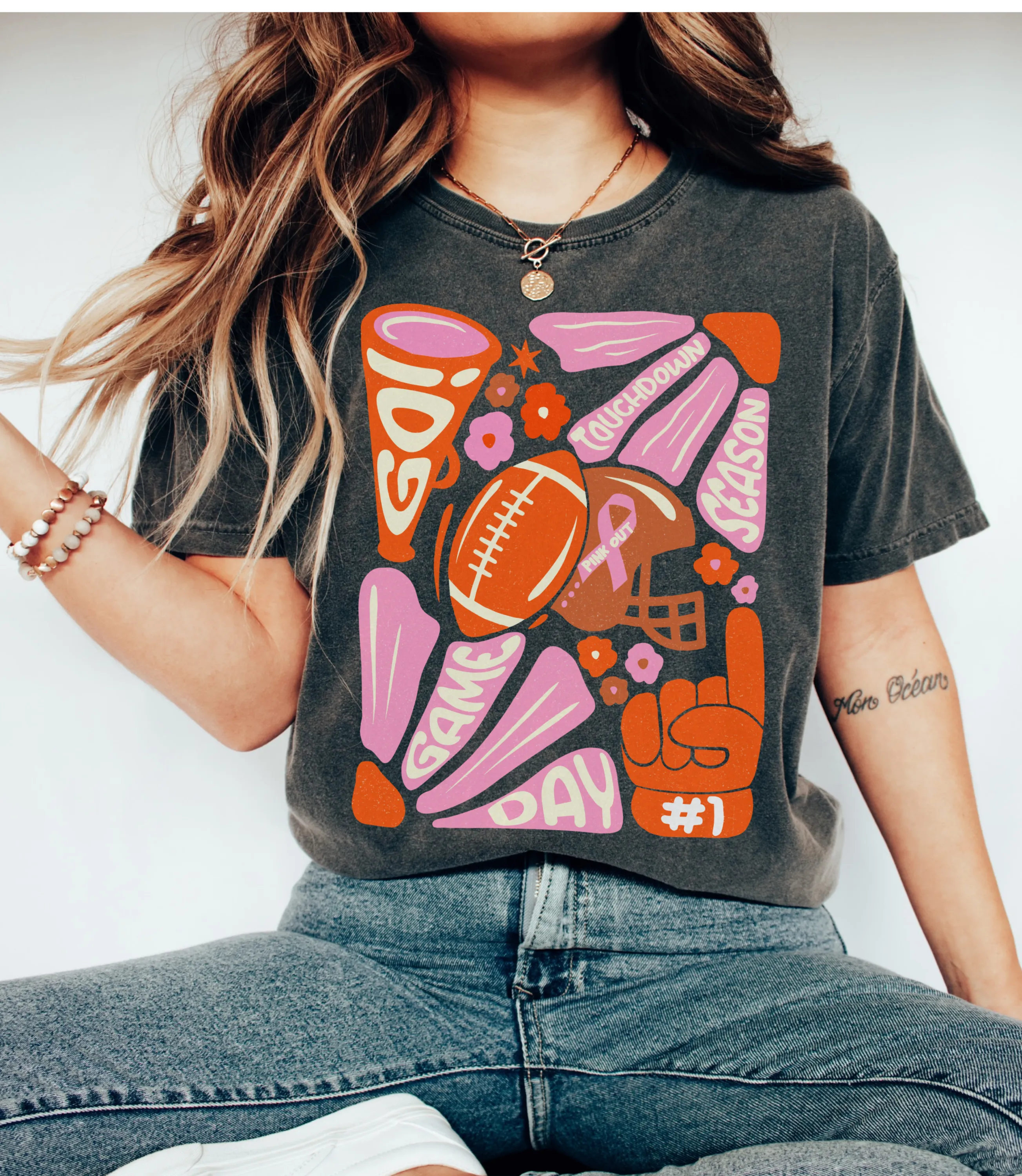 Pink Out Breast Cancer Awareness/ Bella Canvas or Comfort Colors Football Game Day Tee/ Fall Shirt/ Youth and Adult Shirts