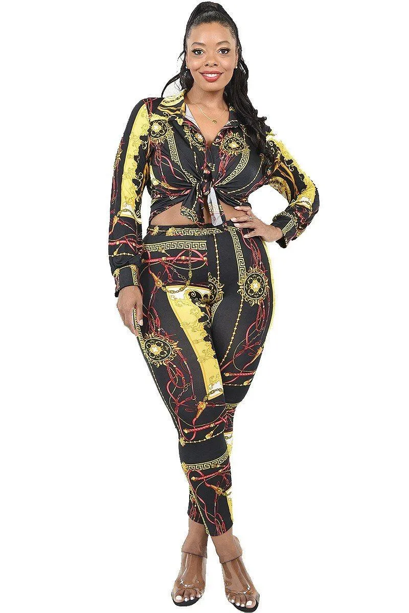 Plus Pattern Printed 2 Piece Legging Set