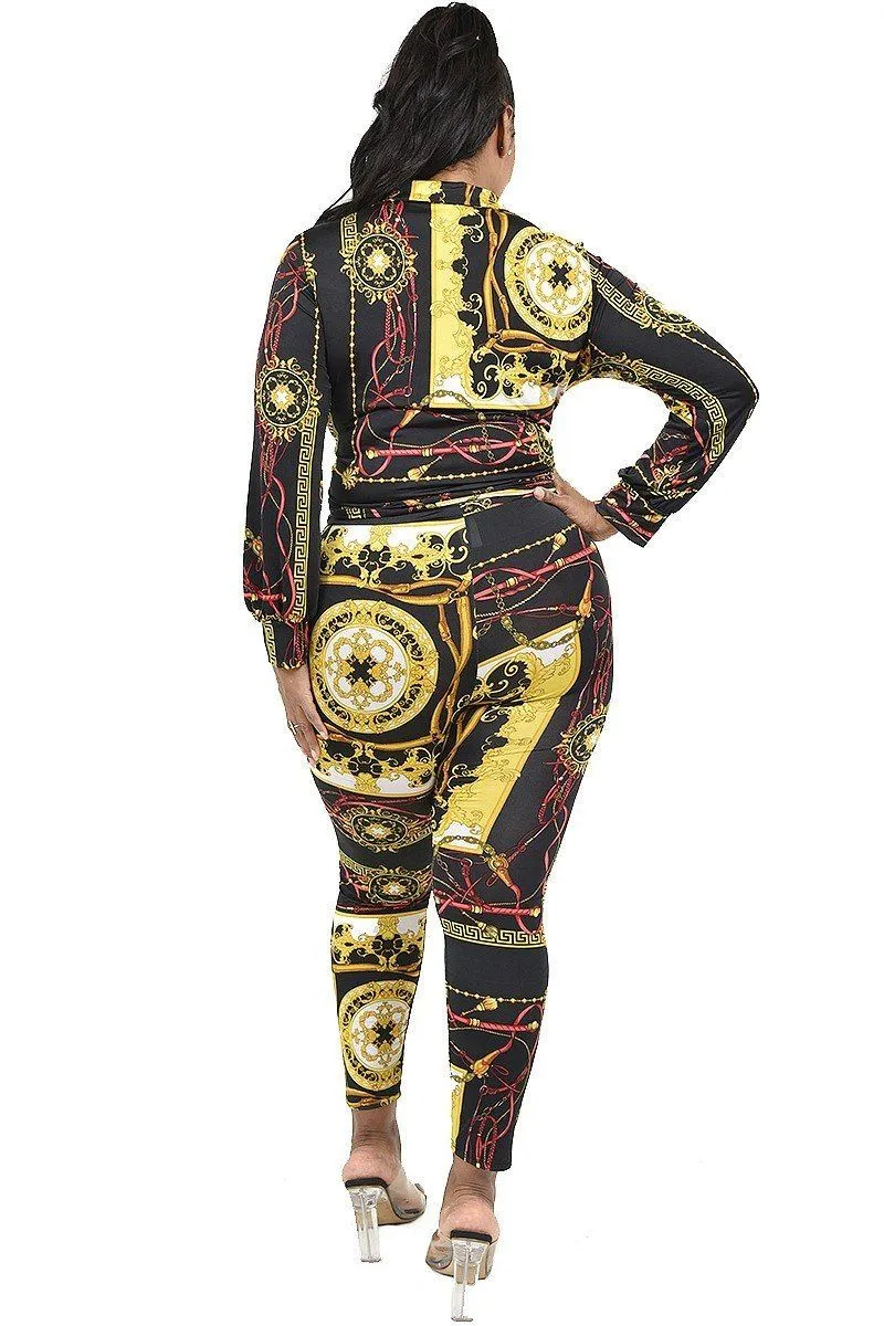Plus Pattern Printed 2 Piece Legging Set