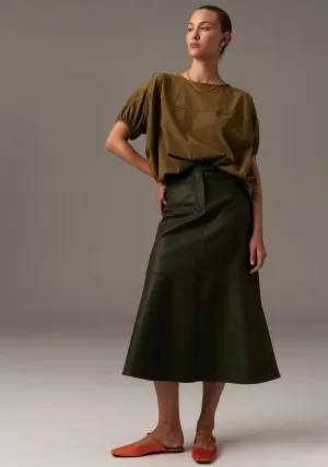 Pol Clothing - Ollie Faux Leather Skirt - Khaki
