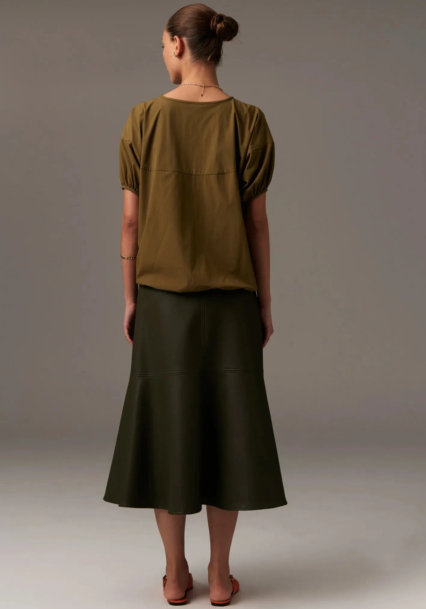 Pol Clothing - Ollie Faux Leather Skirt - Khaki
