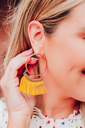 Poppy Fringe Earrings - Mustard