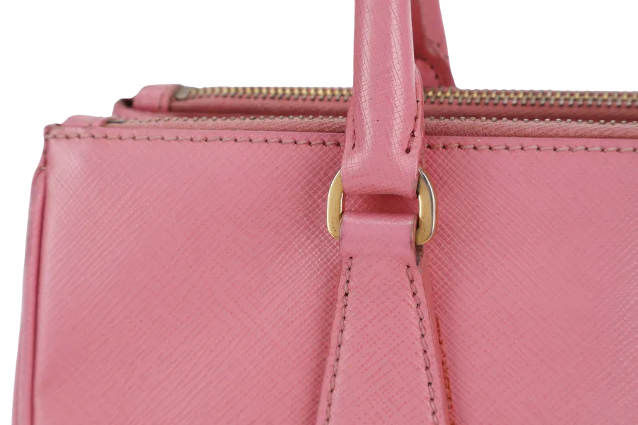 PRADA BN1801 SAFFIANO LUX SMALL PINK LEATHER GOLD HARDWARE WITH LONG STRAPS NO DUST COVER