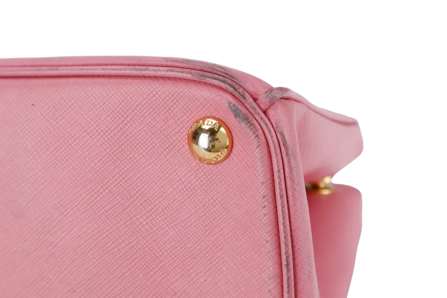 PRADA BN1801 SAFFIANO LUX SMALL PINK LEATHER GOLD HARDWARE WITH LONG STRAPS NO DUST COVER