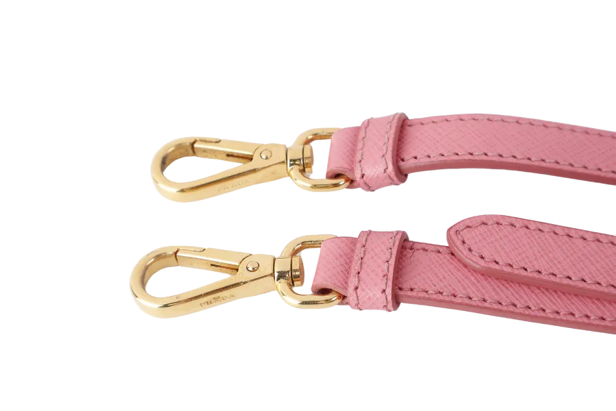 PRADA BN1801 SAFFIANO LUX SMALL PINK LEATHER GOLD HARDWARE WITH LONG STRAPS NO DUST COVER