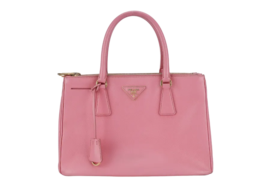 PRADA BN1801 SAFFIANO LUX SMALL PINK LEATHER GOLD HARDWARE WITH LONG STRAPS NO DUST COVER
