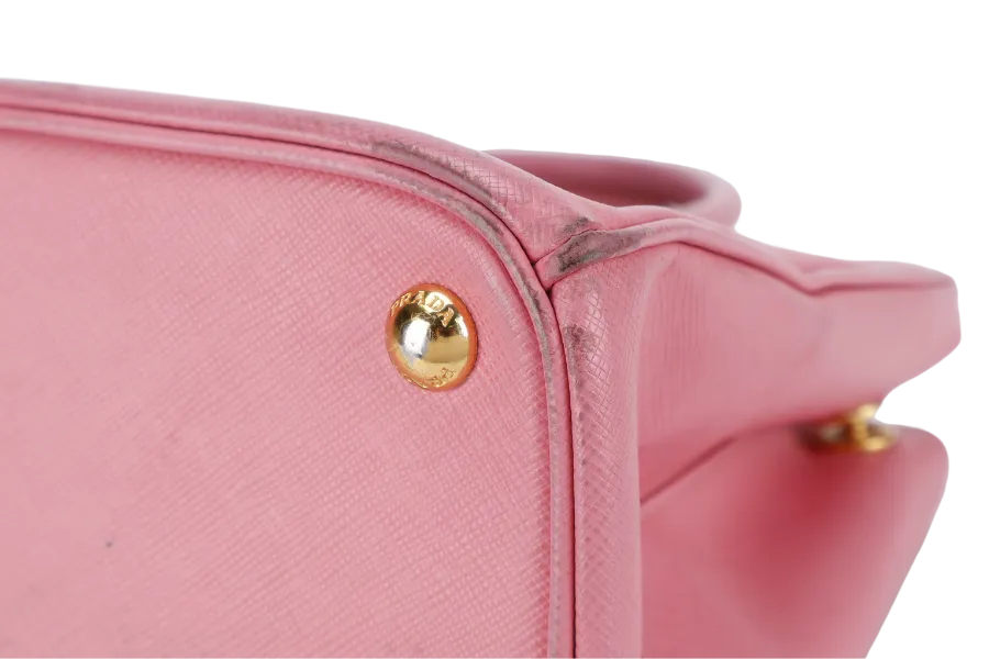 PRADA BN1801 SAFFIANO LUX SMALL PINK LEATHER GOLD HARDWARE WITH LONG STRAPS NO DUST COVER