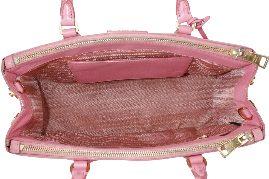 PRADA BN1801 SAFFIANO LUX SMALL PINK LEATHER GOLD HARDWARE WITH LONG STRAPS NO DUST COVER