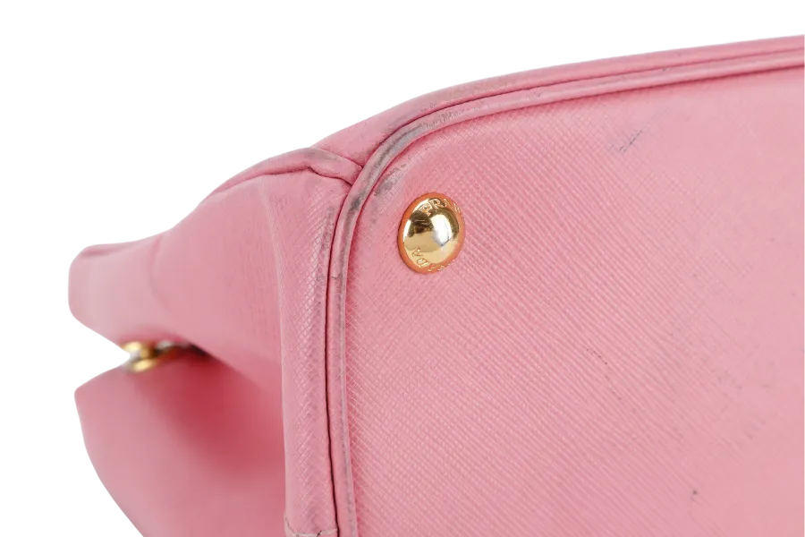 PRADA BN1801 SAFFIANO LUX SMALL PINK LEATHER GOLD HARDWARE WITH LONG STRAPS NO DUST COVER