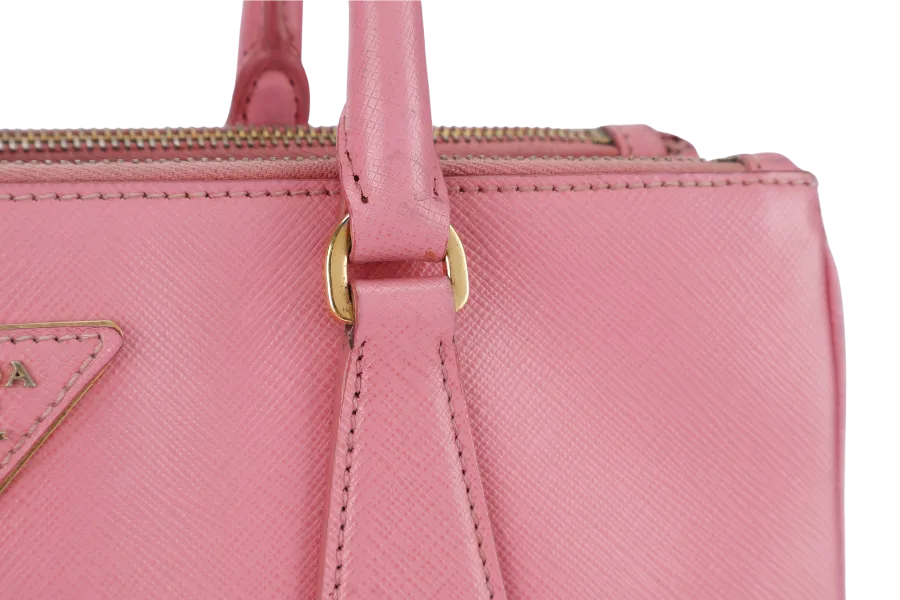 PRADA BN1801 SAFFIANO LUX SMALL PINK LEATHER GOLD HARDWARE WITH LONG STRAPS NO DUST COVER