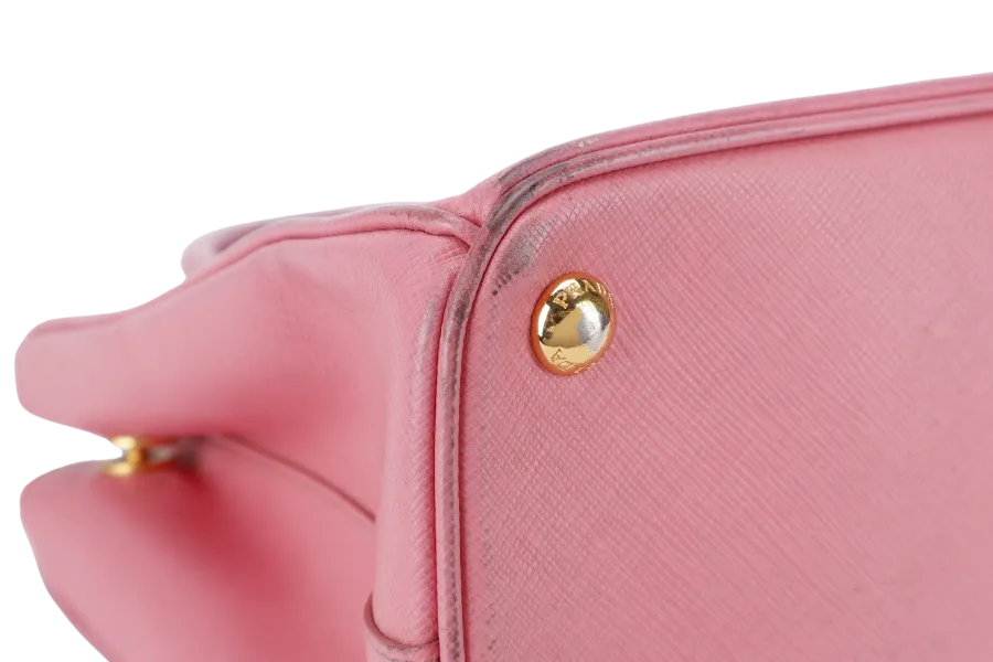 PRADA BN1801 SAFFIANO LUX SMALL PINK LEATHER GOLD HARDWARE WITH LONG STRAPS NO DUST COVER