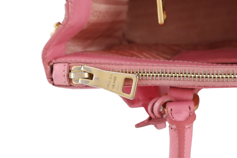 PRADA BN1801 SAFFIANO LUX SMALL PINK LEATHER GOLD HARDWARE WITH LONG STRAPS NO DUST COVER