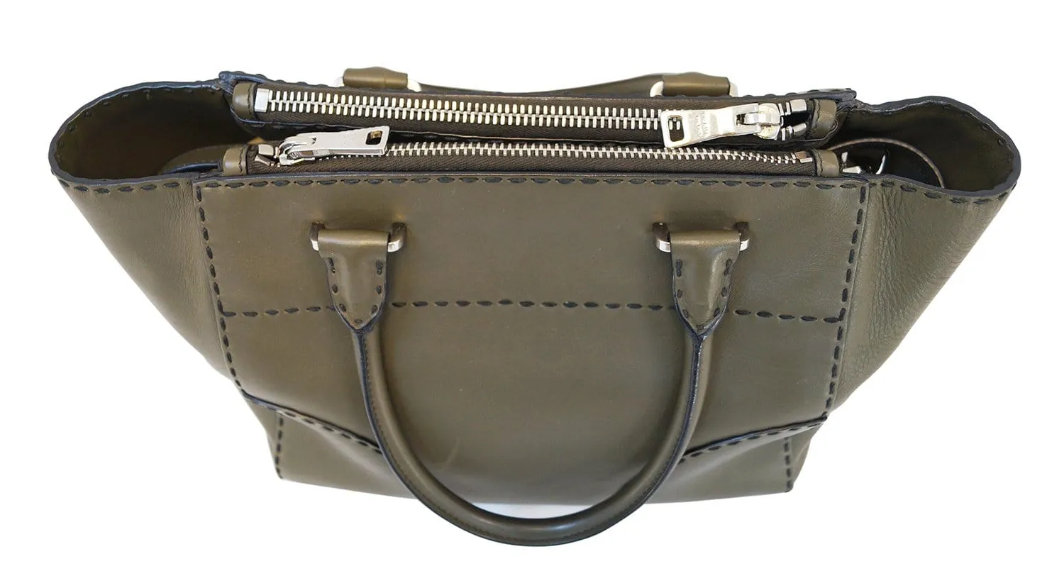 PRADA City Calf Leather Medium Topstitched Twin-Pocket Tote Bag - Final Call