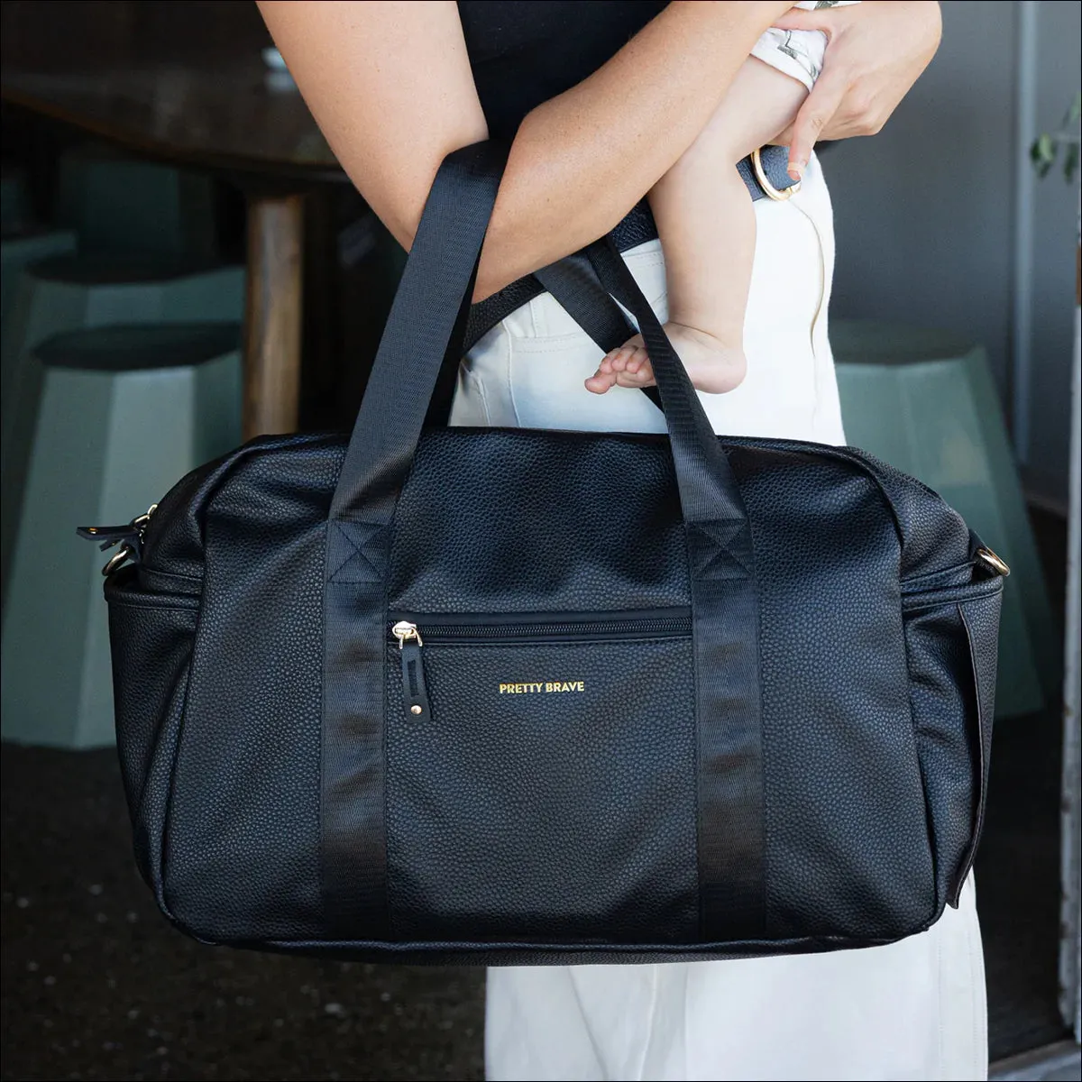 Pretty Brave Stella Baby Bag | Black Pebble
