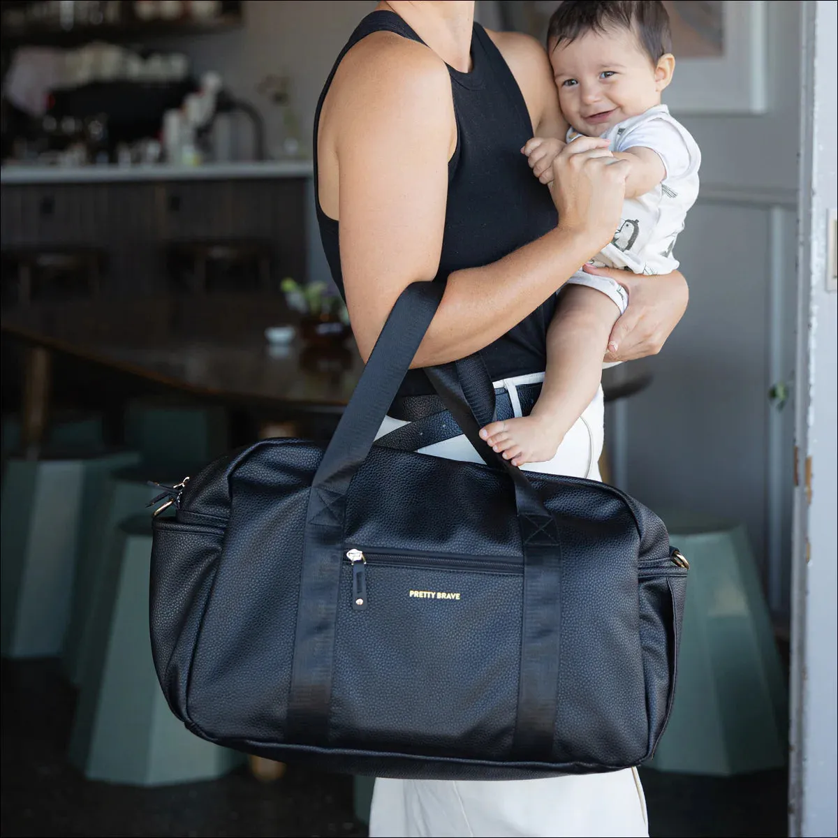 Pretty Brave Stella Baby Bag | Black Pebble