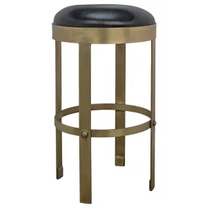 Prince Counter Stool with Leather, Brass Finish