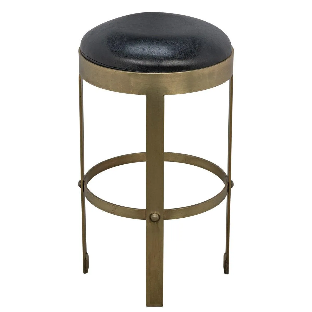 Prince Counter Stool with Leather, Brass Finish