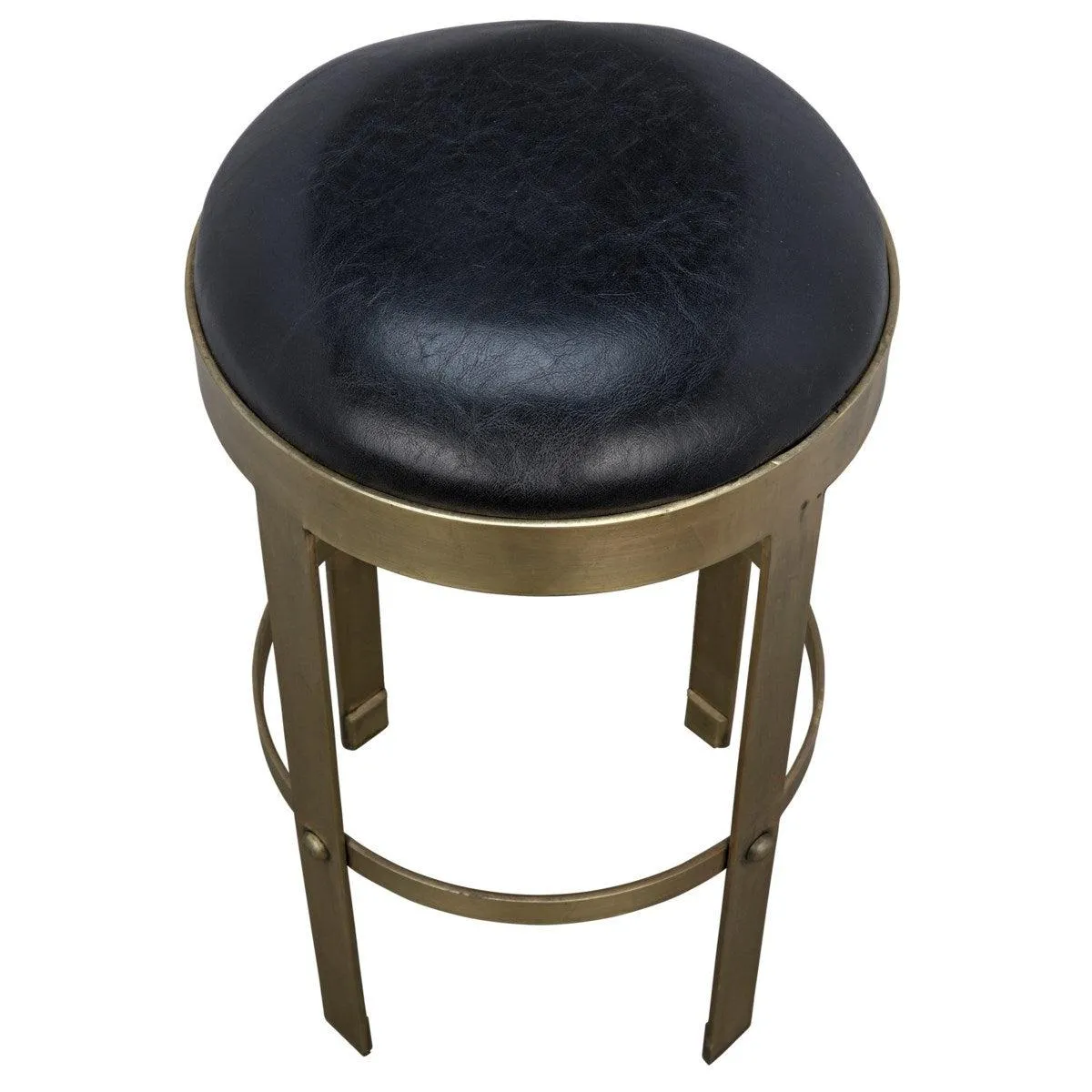 Prince Counter Stool with Leather, Brass Finish