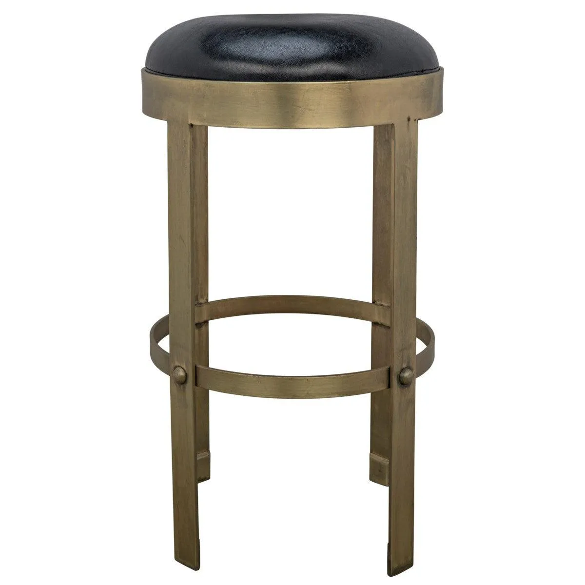 Prince Counter Stool with Leather, Brass Finish