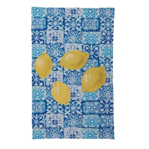 Printed Recycled Microfibre Tea Towel | Tile Pattern & Lemons