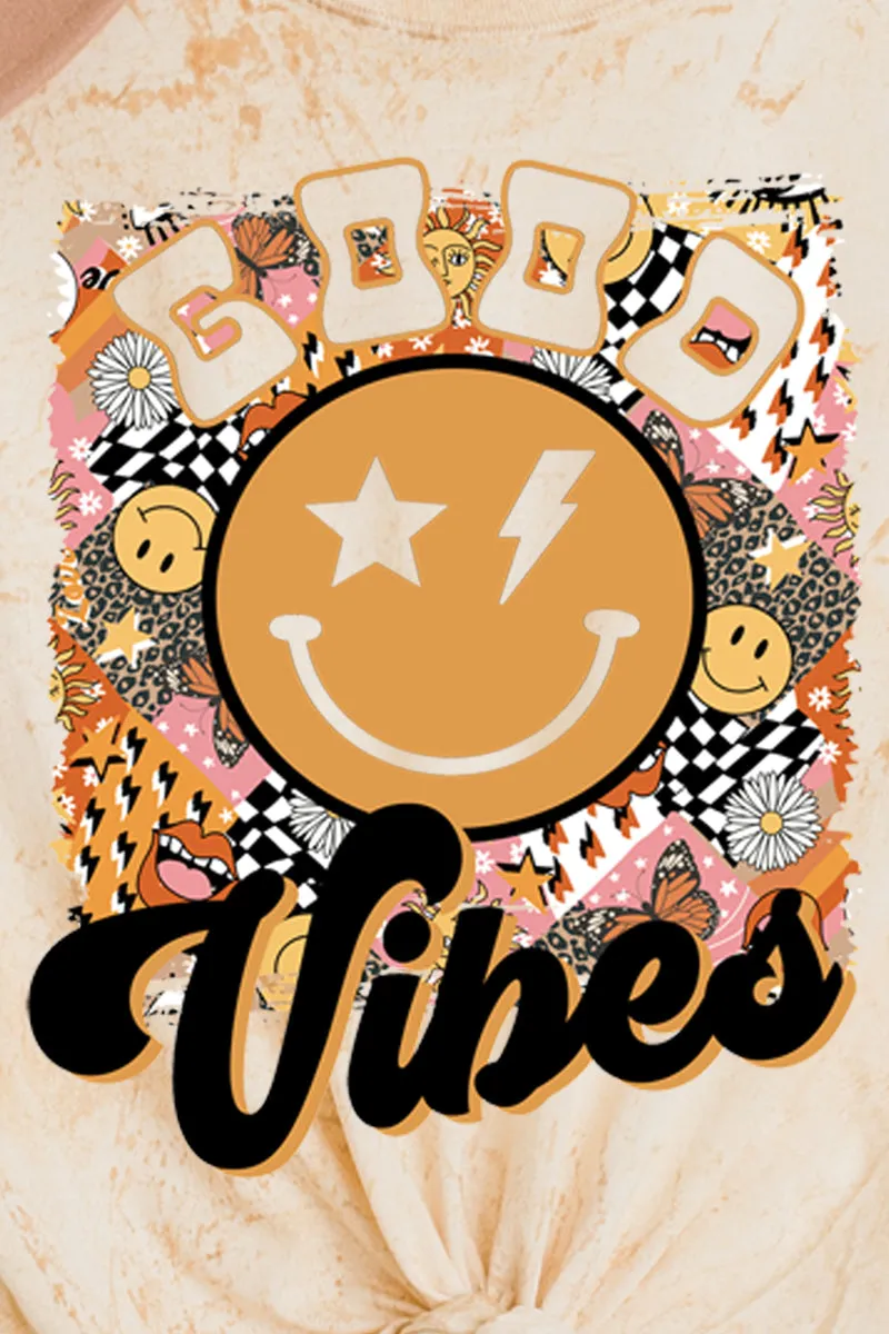 Psychedelic Good Vibes Happy Face Comfort Colors Adult Heavyweight Color Blast Tee