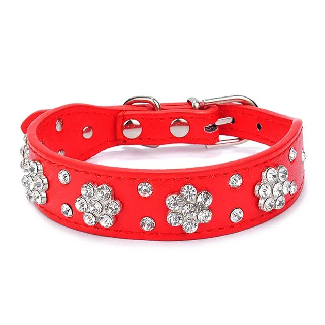 PU Crystal Puppy Collar
