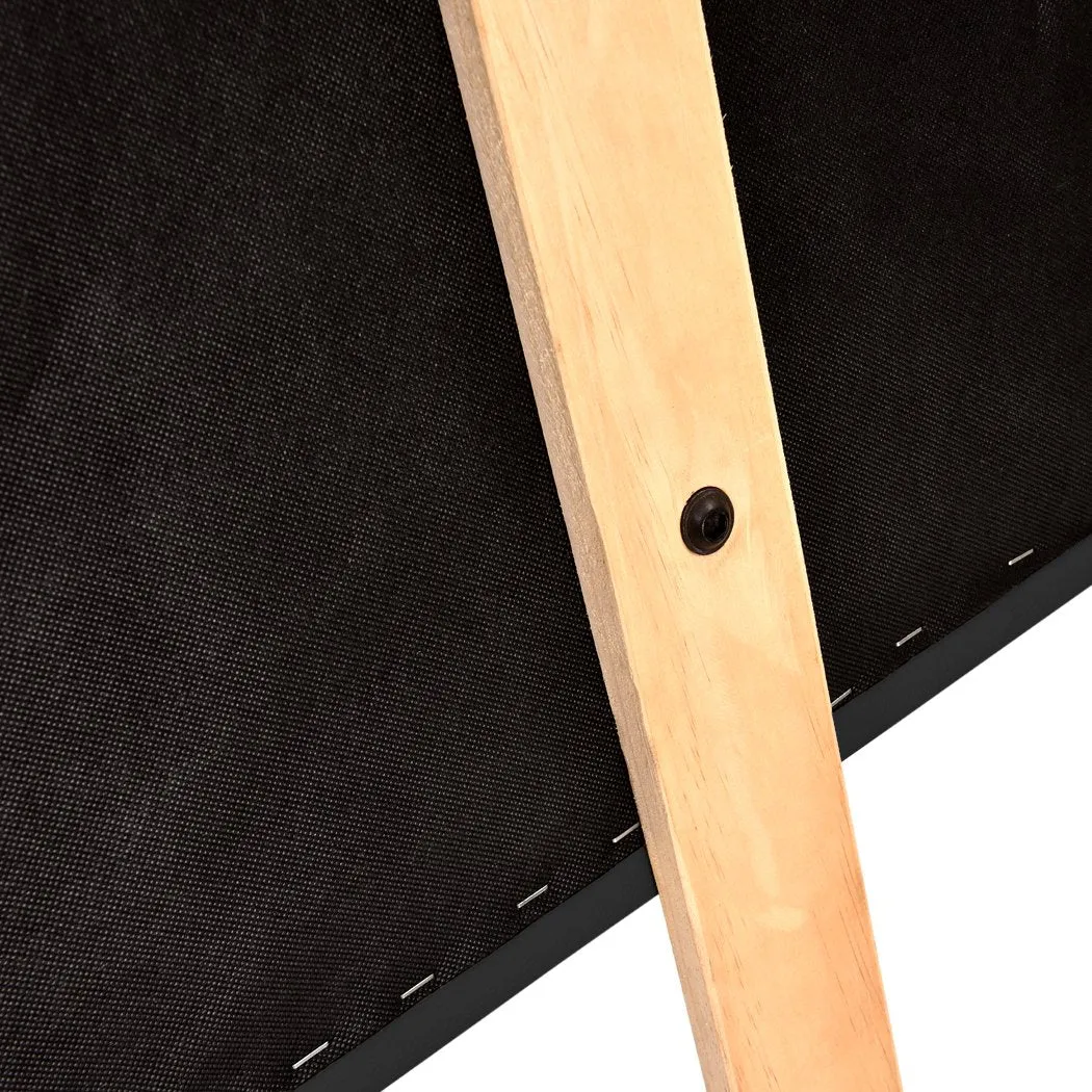 PU Leather Bed Headboard with Wooden Legs in King Size in Black Colour