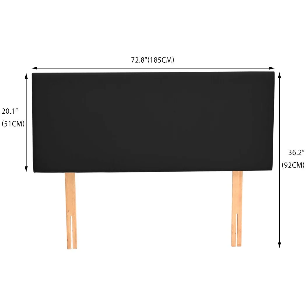 PU Leather Bed Headboard with Wooden Legs in King Size in Black Colour