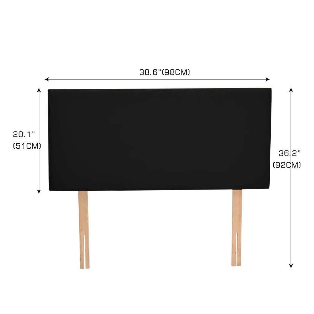 PU Leather Bed Headboard with Wooden Legs in Single Size in Black Colour