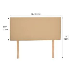 PU Leather Bed Headboard with Wooden Legs in Single Size in Cream Colour
