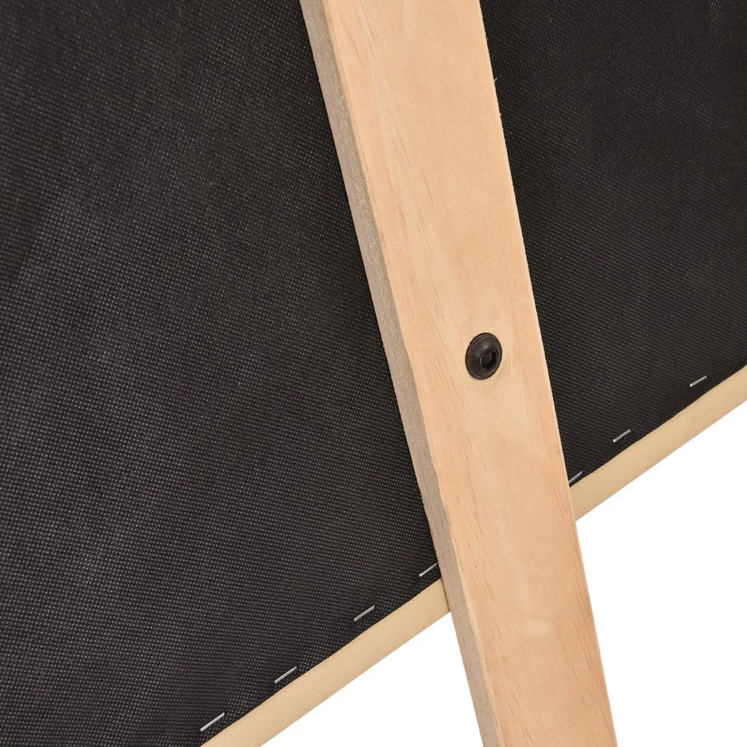 PU Leather Bed Headboard with Wooden Legs in Single Size in Cream Colour