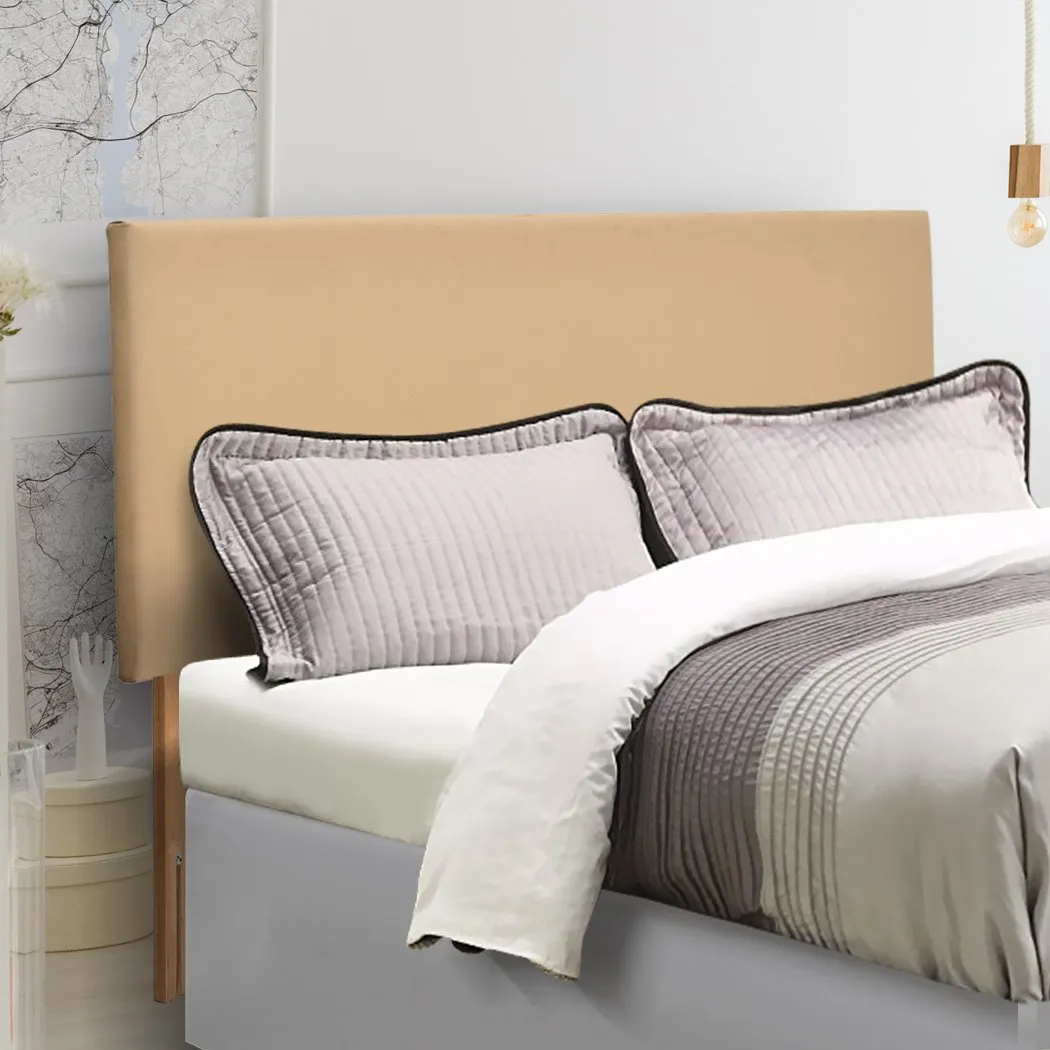 PU Leather Bed Headboard with Wooden Legs in Single Size in Cream Colour